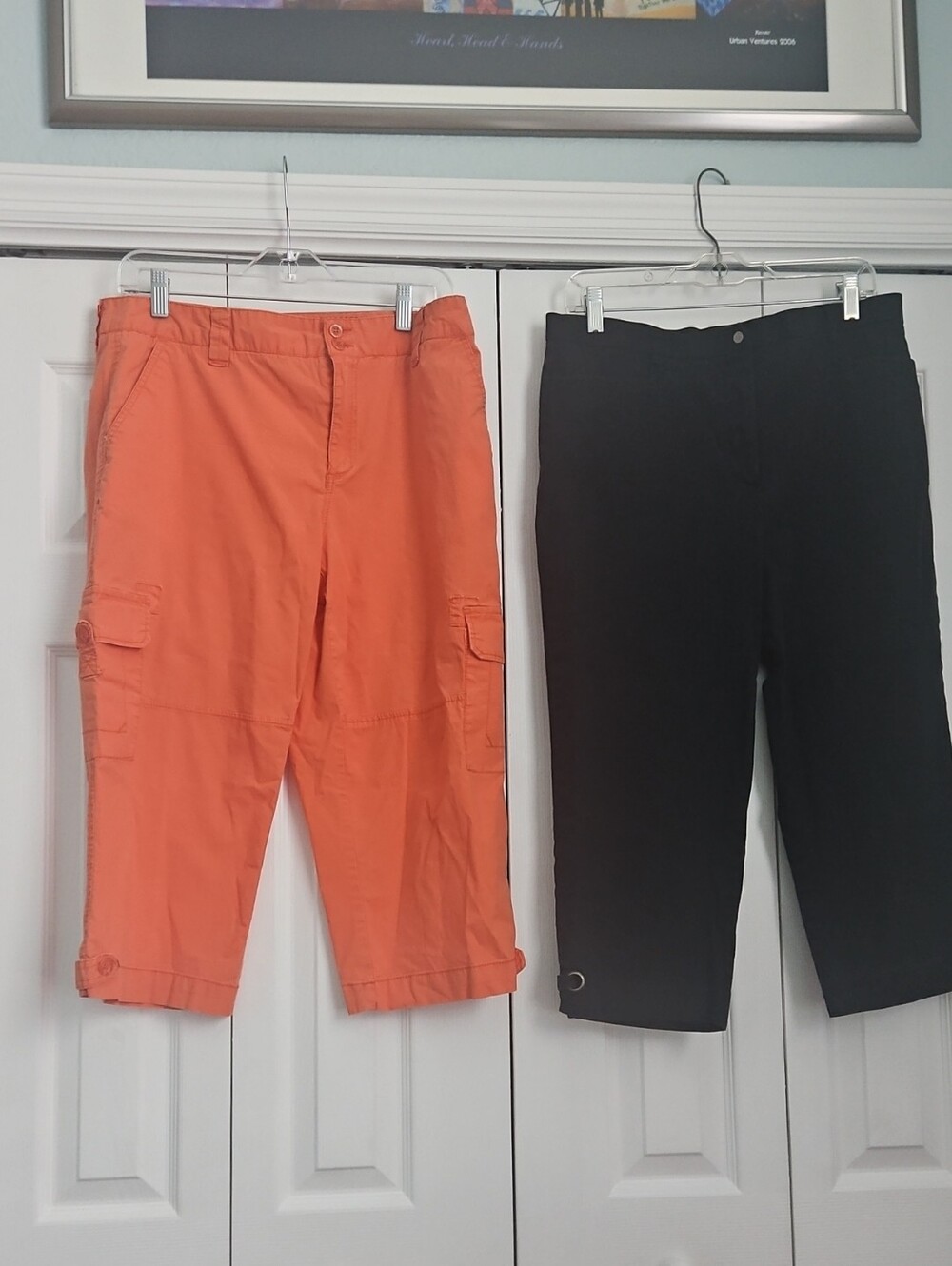 Caribbean Joe Orange CARGO CAPRI and  Black Stretch Capris Very Comfy